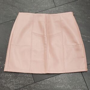 BluIvy Blush Faux Vegan Leather Mini Skirt Medium